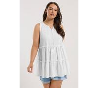 Yours Curve Broderie Anglaise Tiered Vest Top - Women's - Plus Size Curve