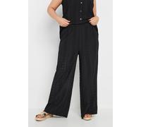 Yours Curve Broderie Anglaise Wide Leg Trousers - Women's - Plus Size Curve Black
