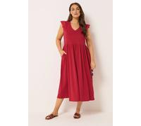 Yours Broderie Sleeve Maxi Dress In Red Red