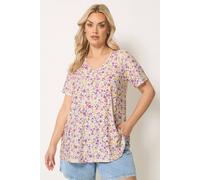 Yours Curve Purple & Yellow Broderie Swing Top - Women's - Plus Size Curve