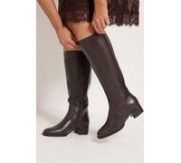 Yours - Brown Block Heel Knee High Boots In Wide E & Extra Wide Eee Fit - Women's