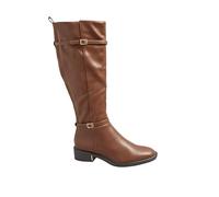 Yours Women's Buckle Stretch Knee High Boots In Standard Fit in Dark Brown | Size: 4 Yours Dark Brown 4
