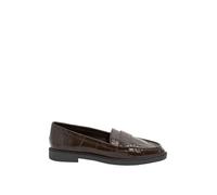 Yours - Brown Croc Embossed Loafers in Wide E Fit - Women's