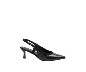 Yours - Brown Croc Embossed Sling Back Heels In Wide E Fit & Extra Wide Eee Fit - Women's