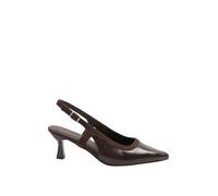 Yours - Brown Croc Embossed Sling Back Heels in Wide E Fit - Women's