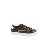 Yours - Brown Faux Leather Trainers in Extra Wide Eee Fit - Women's