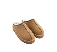 Yours - Brown Faux Suede Embroidered Mules In Wide E Fit - Women's
