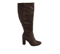 Yours - Brown Faux Suede Heeled Knee High Boot In Extra Wide Eee Fit - Women's