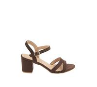 Yours - Brown Faux Suede Mid Block Heel Sandals In Wide E Fit & Extra Wide Eee Fit - Women's
