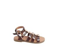 Yours - Brown Hammered Disk Gladiator Sandals In Wide E Fit - Women's