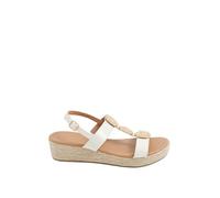 Yours - Brown Hammered Disk Wedge Sandals In Wide E Fit & Extra Wide Eee Fit - Women's
