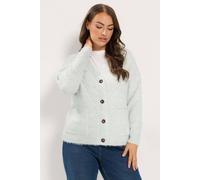 Yours Brushed Boyfriend Cardigan In Grey Grey
