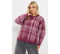 Yours Women's Brushed Check Knitted Jumper in Purple | Size: 30/32