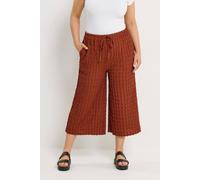 Yours Bubble Textured Cropped Trousers In Burnt Orange Burnt Orange 14