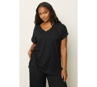 Yours Women's Bubble Textured T-Shirt in Black | Size: 16 Yours Black 16
