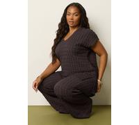 Yours Women's Bubble Textured T-Shirt in Chocolate | Size: 18 Yours Chocolate 18