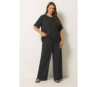 Yours Bubble Textured Trousers In Black Black