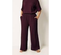 Yours Bubble Textured Wide Leg Trousers In Burgundy Burgundy