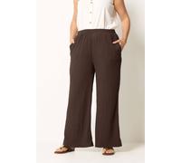 Yours Bubble Textured Wide Leg Trousers In Chocolate Chocolate