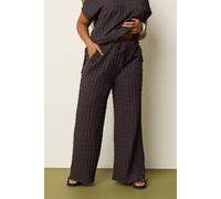 Yours Curve Brown Bubble Textured Wide Leg Trousers - Women's - Plus Size Curve