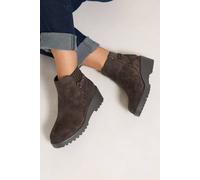 Yours Women's Buckle Detail Wedge Heel Boots In Extra Wide EEE Fit in Brown | Size: 7EEE Yours Brown 7EEE