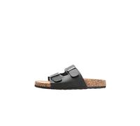 Extra Wide Fit Buckle Strap Footbed Sandals Yours Black 7EEE