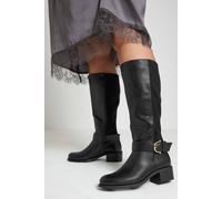 Yours - Buckle Stretch Panel Knee High Boots In Extra Wide Eee Fit - Women's