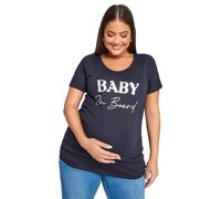 Yours Bump It Up Maternity Curve Blue 'Baby On Board' Slogan T-Shirt - Women's - Plus Size Curve