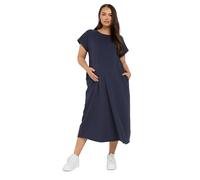 Yours Bump It Up Maternity Curve Blue Soft Cotton Pocket Midi Swing Dress - Women's - Plus Size Curve