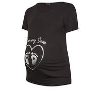 Yours Bump It Up Maternity Curve 'Coming Soon' Slogan T-Shirt - Women's - Plus Size Curve Black