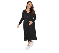 Yours Bump It Up Maternity Curve Premium Modal Ribbed Button Through Dress - Women's - Plus Size Curve Black
