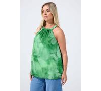 Yours Limited Collection Curve Butterfly Print Halter Neck Top - Women's - Plus Size Curve Green