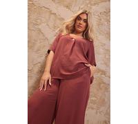 Yours Button Detail Blouse In Burnt Orange Burnt Orange 16
