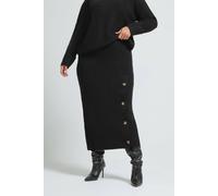 Yours Women's Button Detail Knitted Skirt in Black | Size: 22/24
