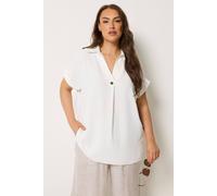 Yours Women's Button Half Placket Blouse in Ivory | Size: 26-28 Yours Ivory 26-28