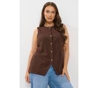 Yours Button Scuba Waistcoat In Chocolate Chocolate 26-28