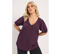 Yours Curve Purple Button Textured Blouse - Women's - Plus Size Curve