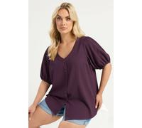 Yours Curve Purple Button Textured Blouse - Women's - Plus Size Curve