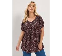 Yours Curve Chocolate Floral Blouse - Women's - Plus Size Curve