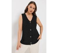 Yours Button Through Knitted Waistcoat In Black Black 22-24