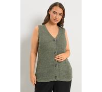 Yours Curve Green Button Through Knitted Waistcoat - Women's - Plus Size Curve