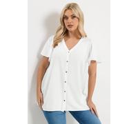 Yours Button Through Linen Blouse In White White 30-32