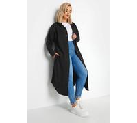 Buttoned Through Hooded Maxi Jacket Yours Black 22-24