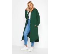 Yours Buttoned Through Hooded Maxi Jacket In Dark Green Dark Green 18
