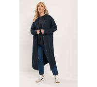 Yours Women's Buttoned Through Hooded Maxi Jacket in Dark Navy | Size: 16
