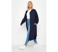 Buttoned Through Hooded Maxi Jacket Yours Dark Navy 22-24