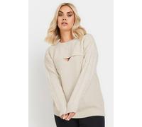 Yours Curve Cable Knit Cut Out Jumper - Women's - Plus Size Curve Cream