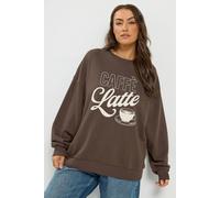 Yours Women's 'Cafe Latte' Sweatshirt in Chocolate | Size: 14-16 Yours Chocolate 14-16