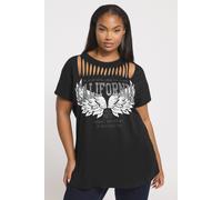 Yours 'california' Slash Detail Top In Black Black 22-24