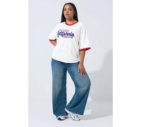 Yours 'california' Varsity Ringer T-Shirt In White White 26-28